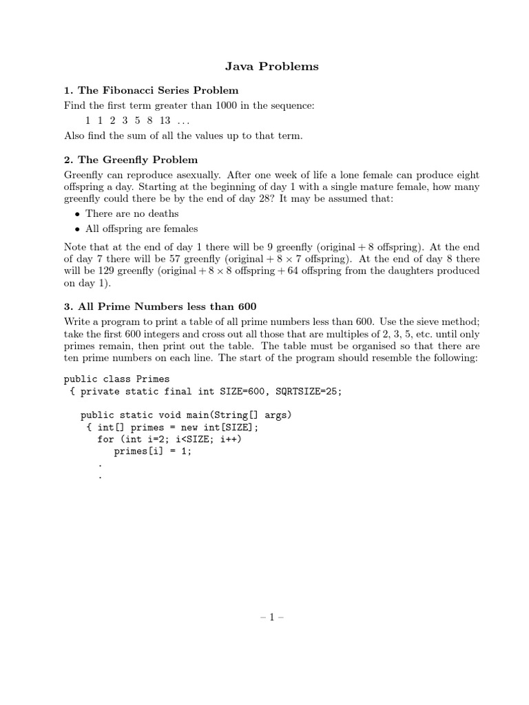 Java Problems PDF | PDF