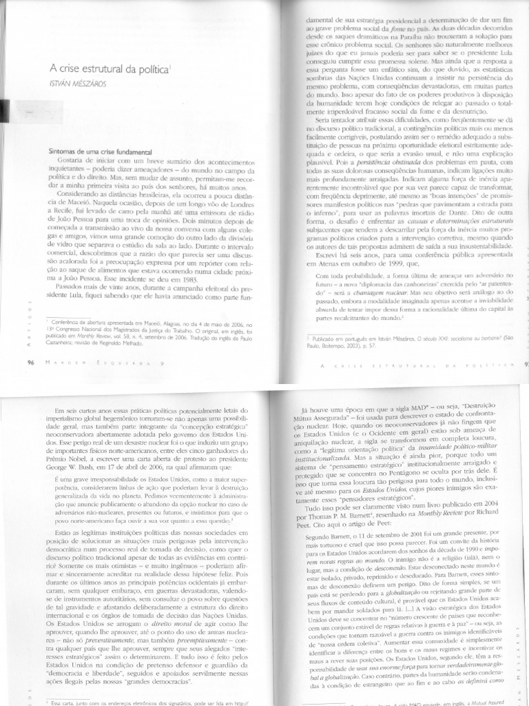 A crise estrutural da política - István Mészáros.pdf | Estado | Os