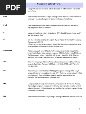 Glossary of Colorist Terms