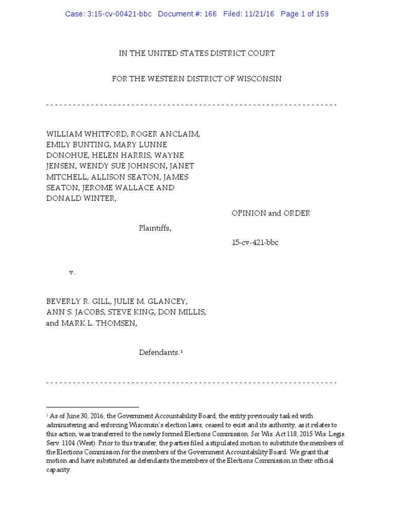 Whitford v. Gill PDF Apportionment (Politics) Gerrymandering