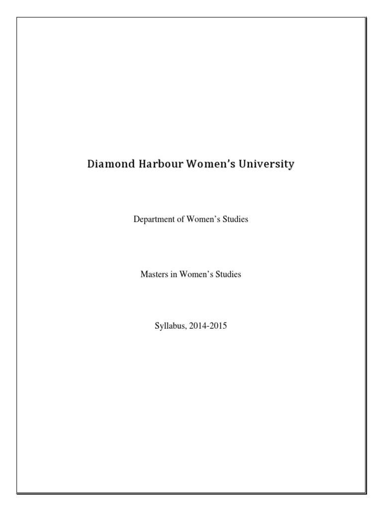Diamond Harbour Womens University Ws Syllabus PDF Feminism Gender