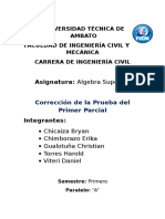 Corrección Del Examen Del Primer Parcial de Algebra Superior