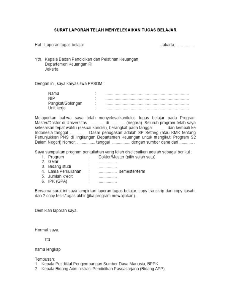 Contoh Surat Laporan Perkembangan Murid