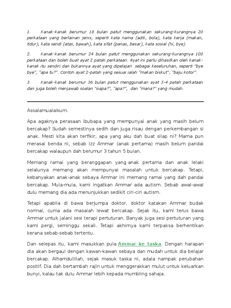 Mengenai Anak Lambat Bercakap Pdf