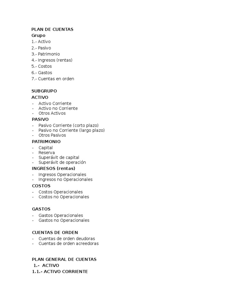 Plan de Cuentas | PDF | Bancos | Activo fijo