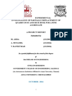 AN Experimental Investigation of Partially Replacement of Quarry Dust and Rice Husk For A Fine Aggregate