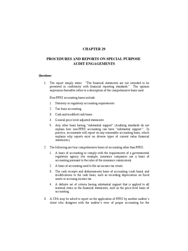 Chapter 29 Procedures And Reports On Special Purpose Audit Engagements