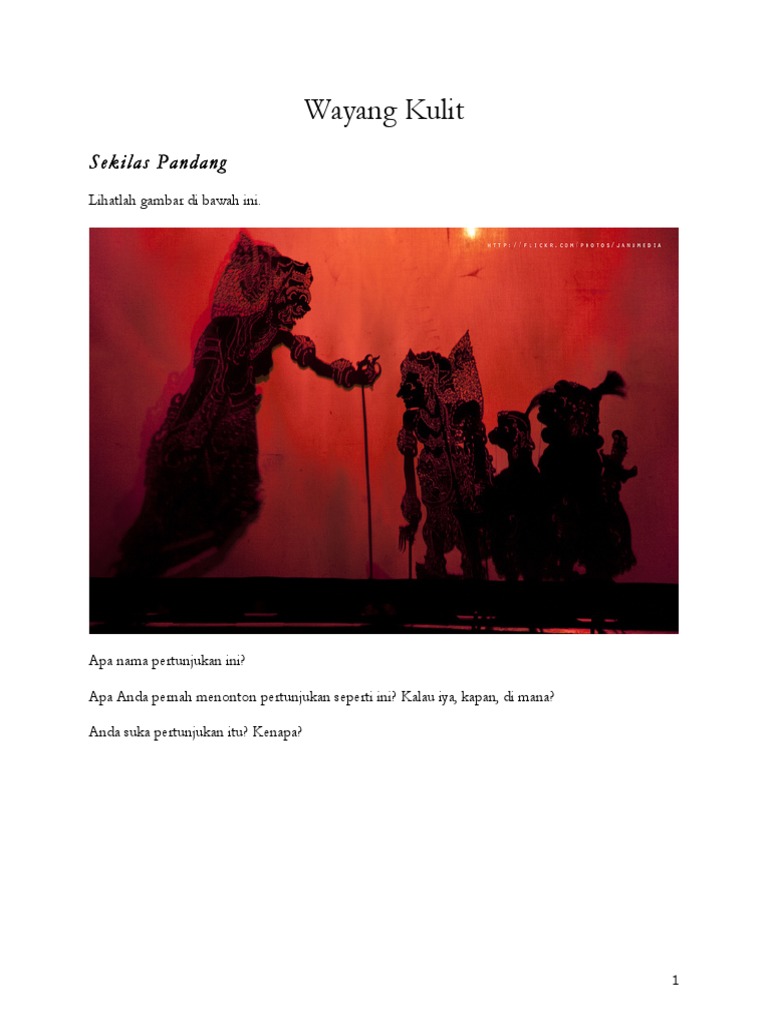 Wayang Wayang Kulit | PDF