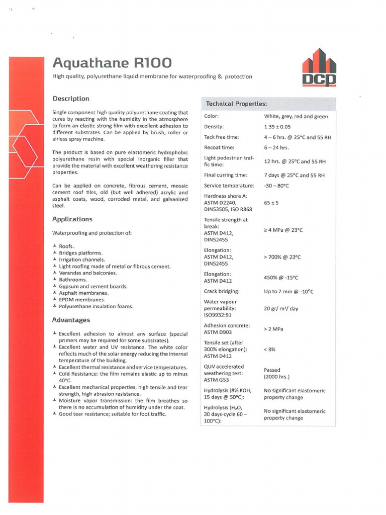Aquathane R100 Waterproofing Guide | PDF | Personal Protective ...