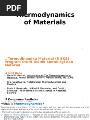 Termodinamika Material 1 Gibbs Free Energy Entropy - 
