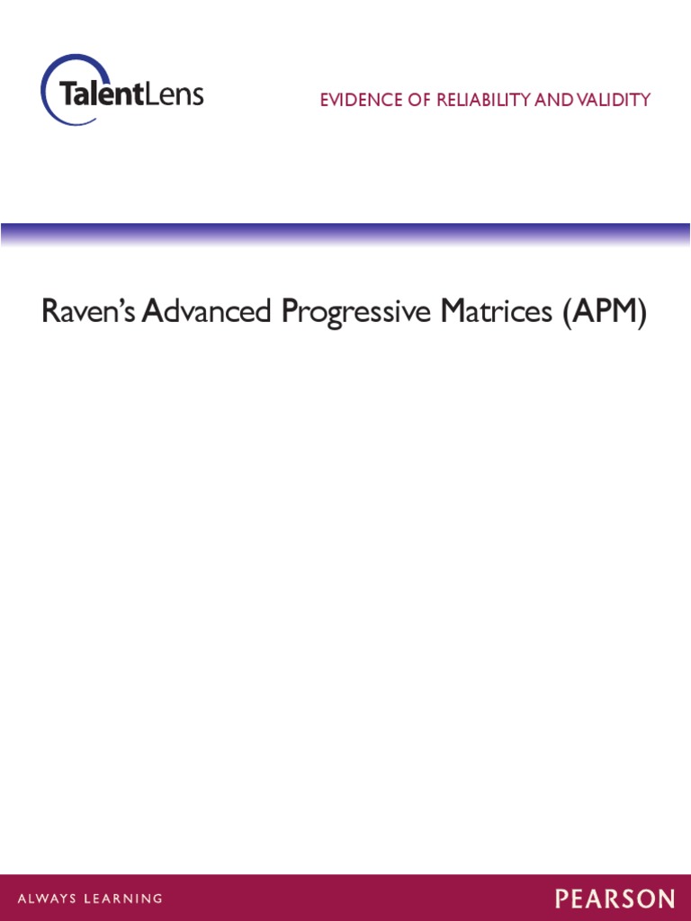 Ravens APM Reliability Validity PDF | PDF