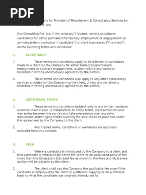 Terms and Conditions For Provision of Recruitment | PDF 
