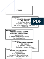 Kepada YTH: Pt. Kju: Pengirim: Departemen Asuransi Rs. Arsani