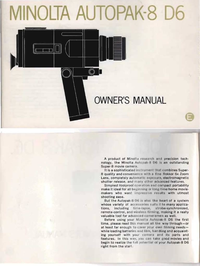 Minolta Autopak Super 8 D6 Manual English | PDF | Exposure