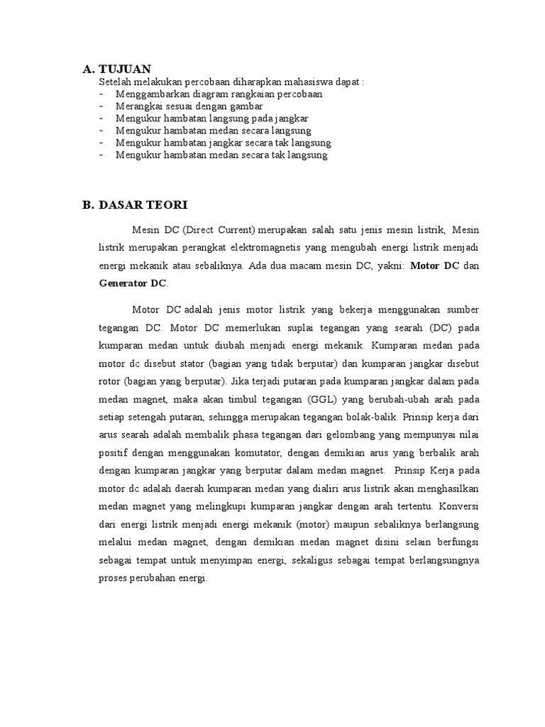 Praktikum Motor Dan Generator DC