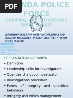 Leadership Skills For Investigators, Ethics And Integrity Management