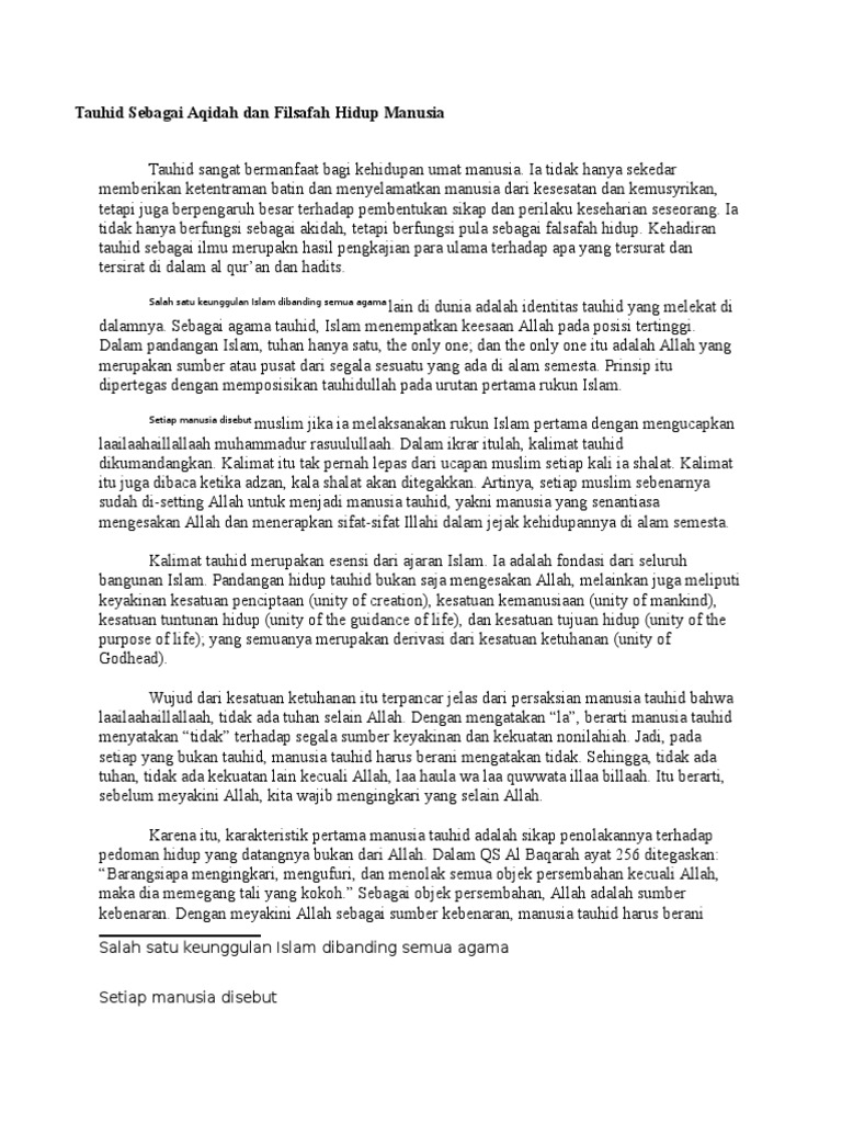 Agama Islam Disebut Juga Agama Tauhid Karena