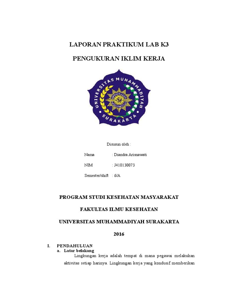 Laporan Praktikum Lab k3 Iklim Kerja | PDF