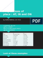 Prepositions of On in at