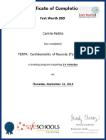 Certificate of Completion For FERPA: Confidentiality of Records (Full Course)