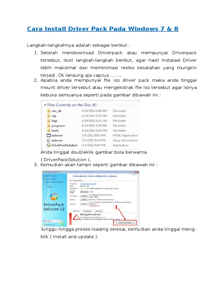 Panduan Instalasi Driver Pack Windows 7 | PDF