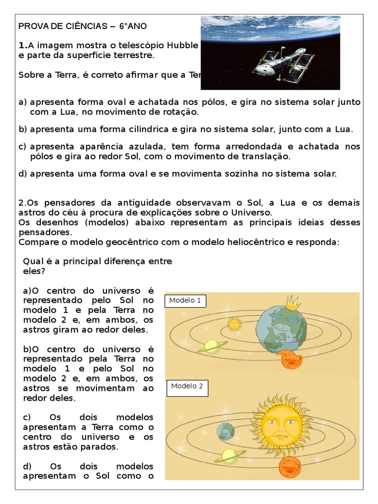 Exercicios De Ciencias 6 Ano Sobre Atmosfera Com Gabarito