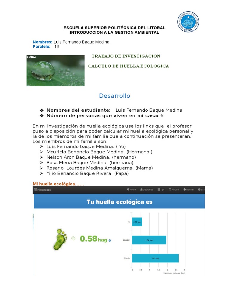 Cálculo de la Huella Ecológica Familiar | PDF | Ecología | Consumo ...