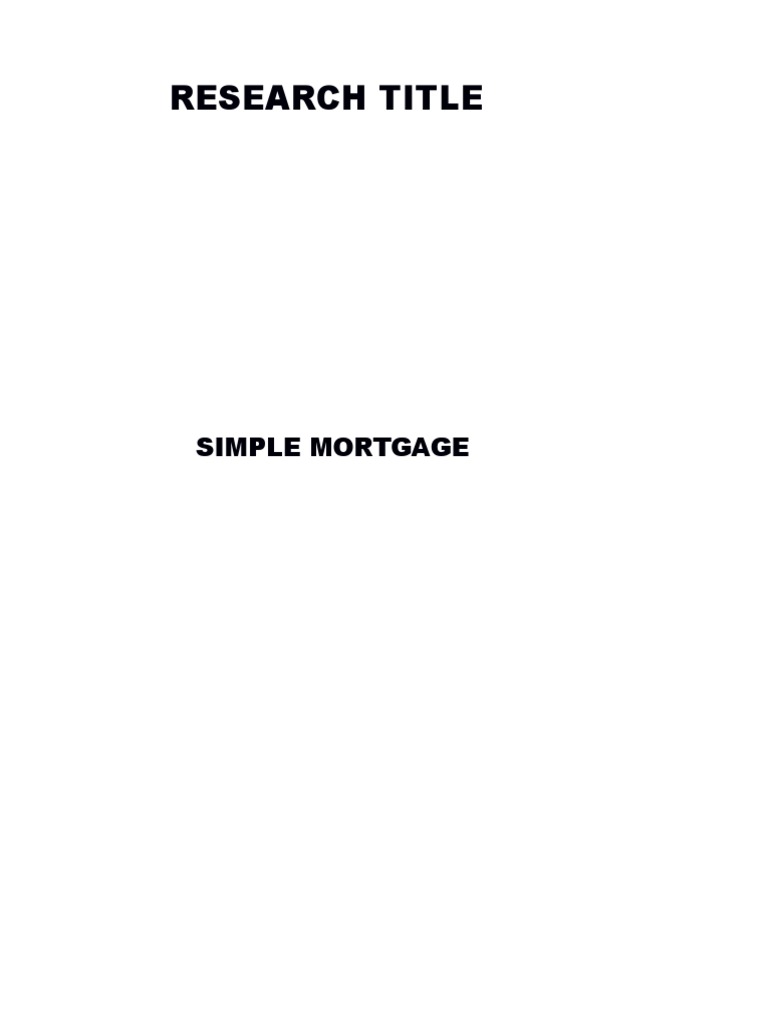 simple mortgage research paper