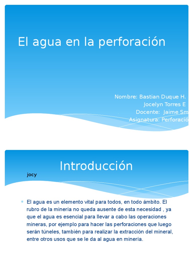 Importancia del agua en perforación minera | PDF | Minería | Agua