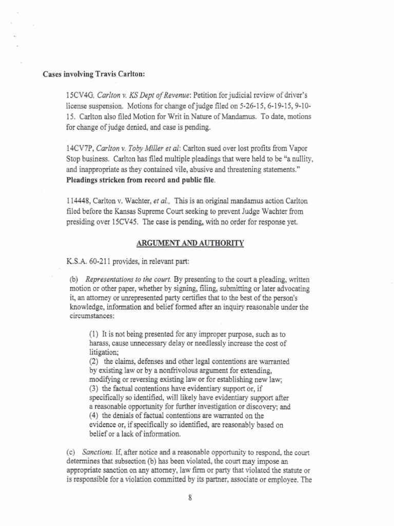 Argument and Authoidty Carlton V KS Dept of Revenue Petition For