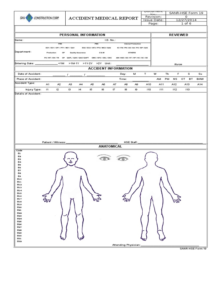 Accident Medical Report Form | PDF | Sports