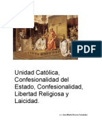 Unidad Católica, Confesionalidad del Estado, Confesionalidad, Libertad Religiosa y Laicidad