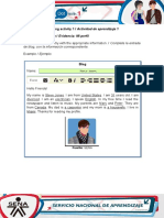 Learning Activity 1 / Actividad de Aprendizaje 1 Evidence: My Profile / Evidencia: Mi Perfil