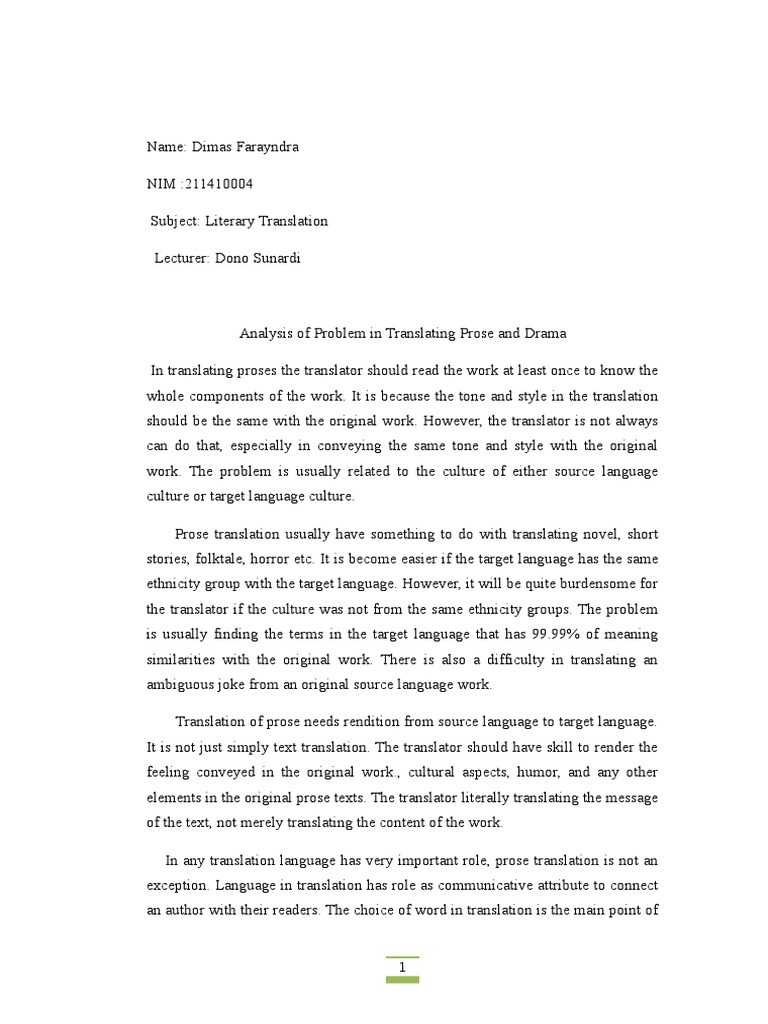 Challenges in Prose and Drama Translation | PDF | Translations | Semantics