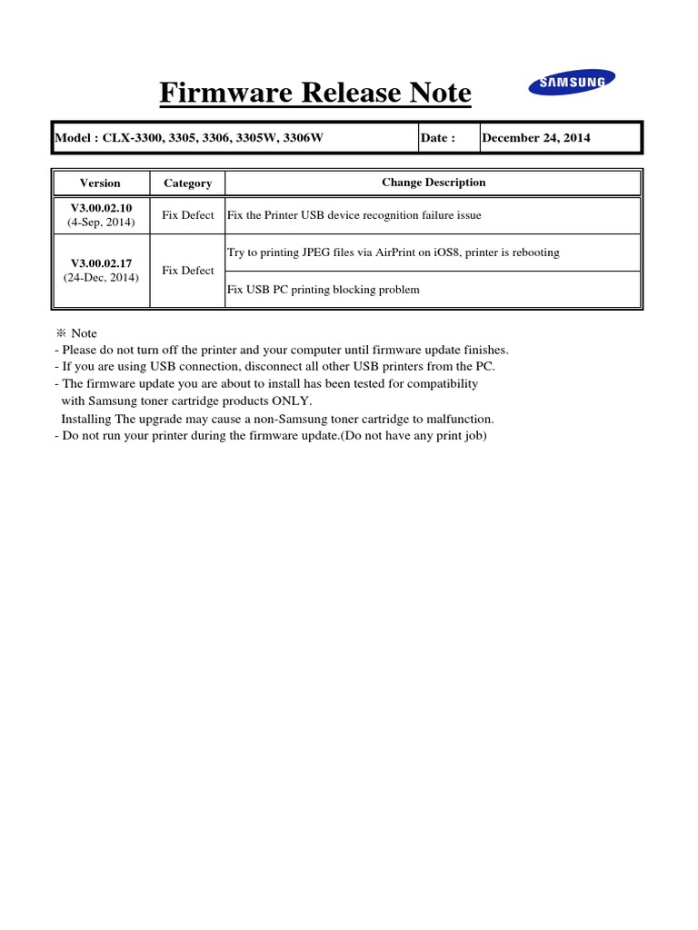 Printer Firmware Update Guide | PDF