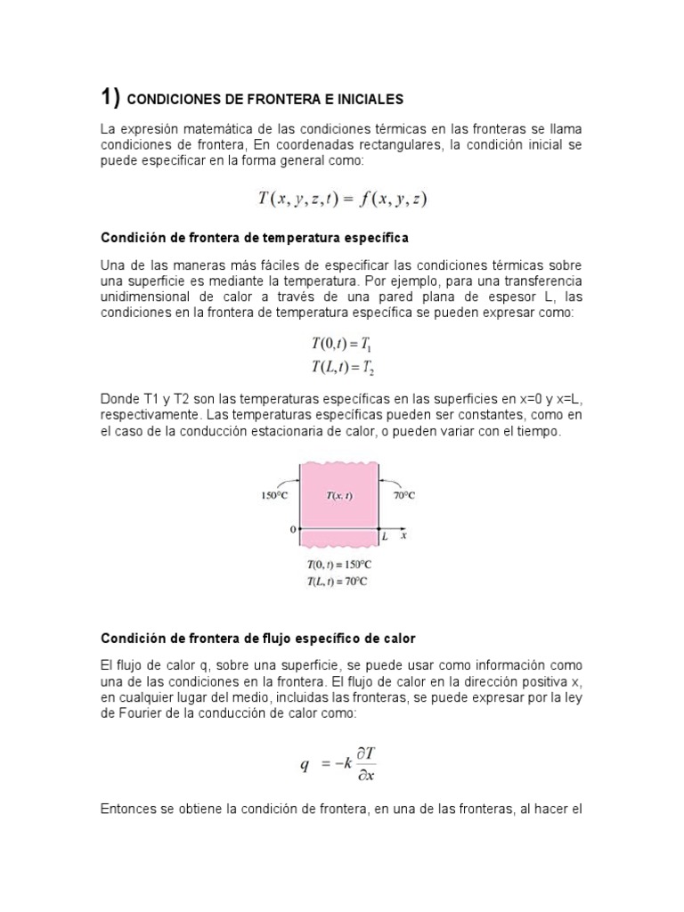 Condiciones De Frontera E Iniciales