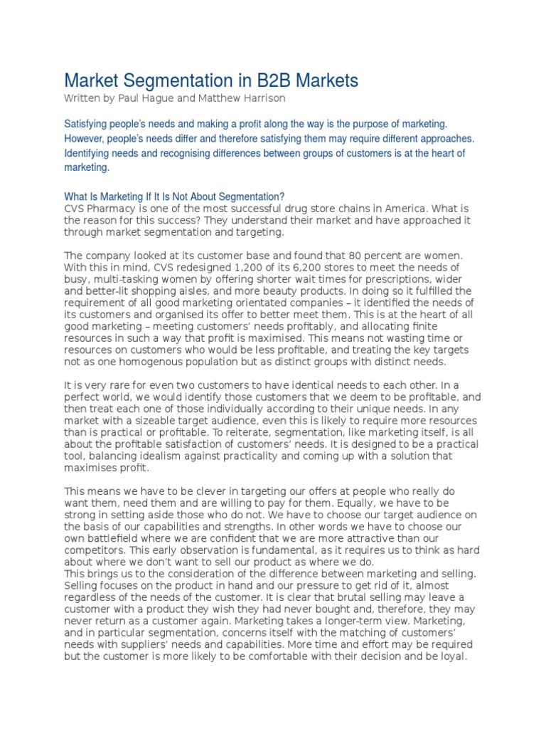 B2B Market Segmentation Strategies | PDF | Market Segmentation | Target ...
