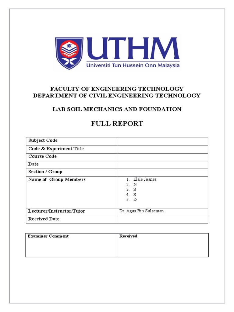 Laboratory Report on Dry Sieve Analysis of Soil Sample PDF Particle