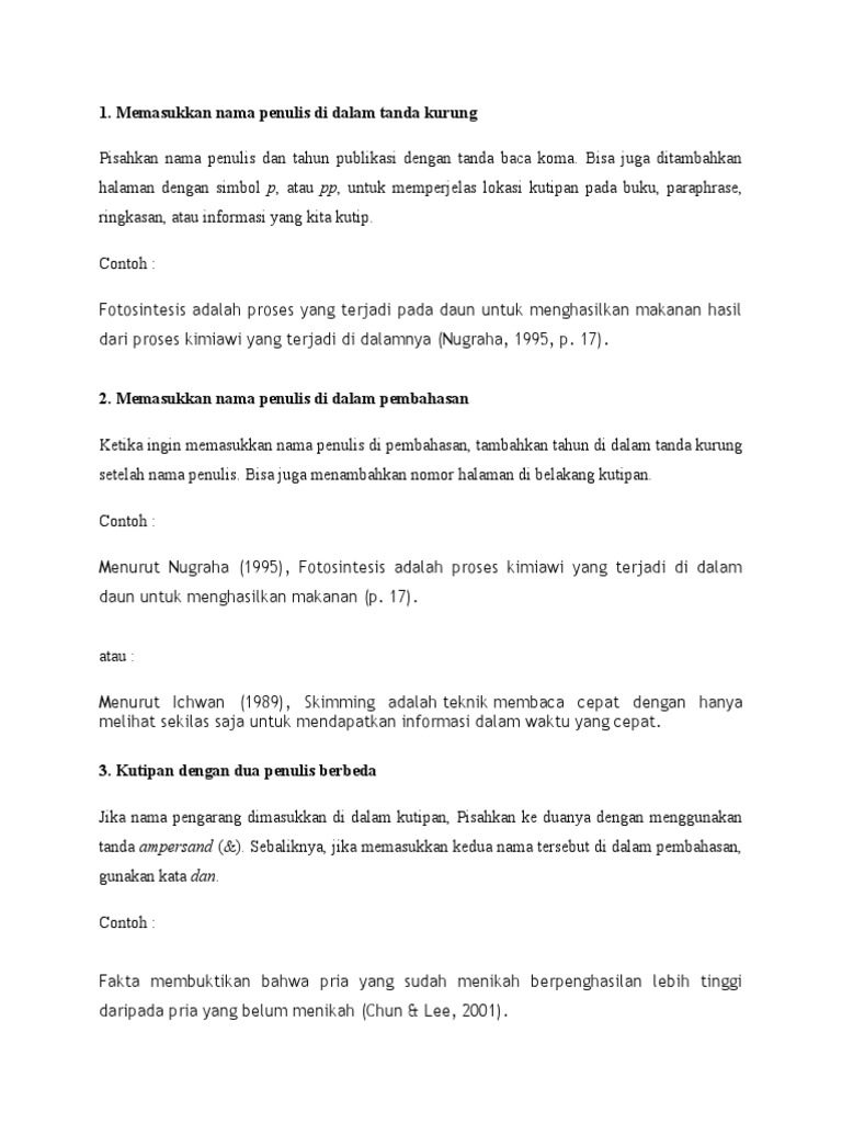 Panduan Menulis Kutipan APA Style | PDF | Kajian Bahasa Asing | Sains ...