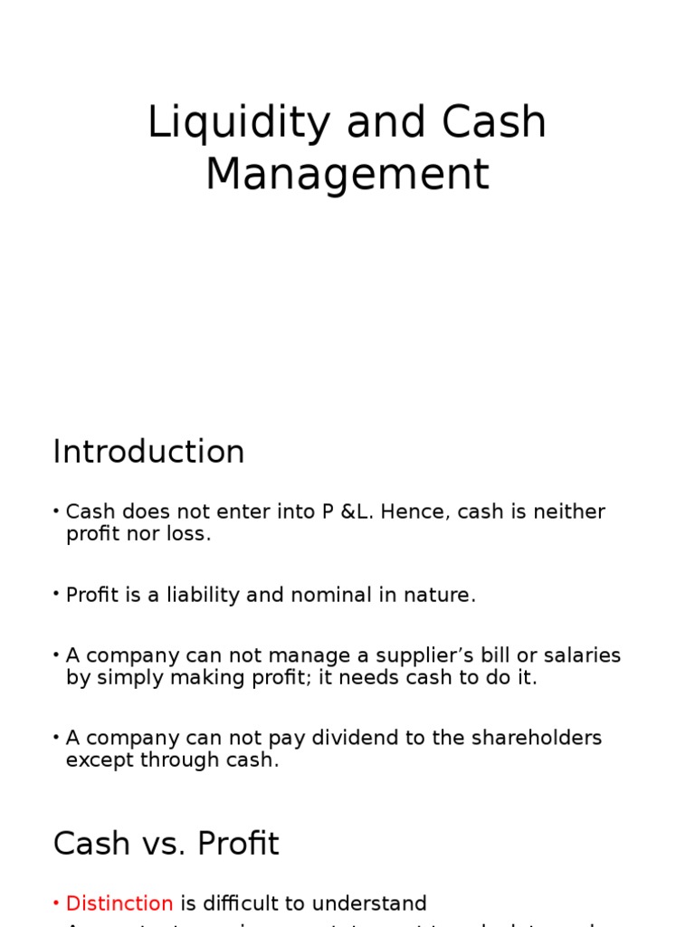 Liquidity and Cash Management | PDF | Market Liquidity | Investing