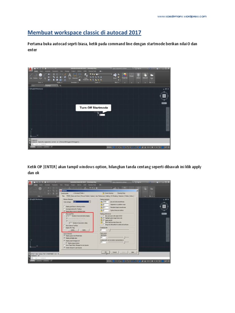Membuat Workspace Classic di AutoCAD 2017 | PDF | Seni | Komputer
