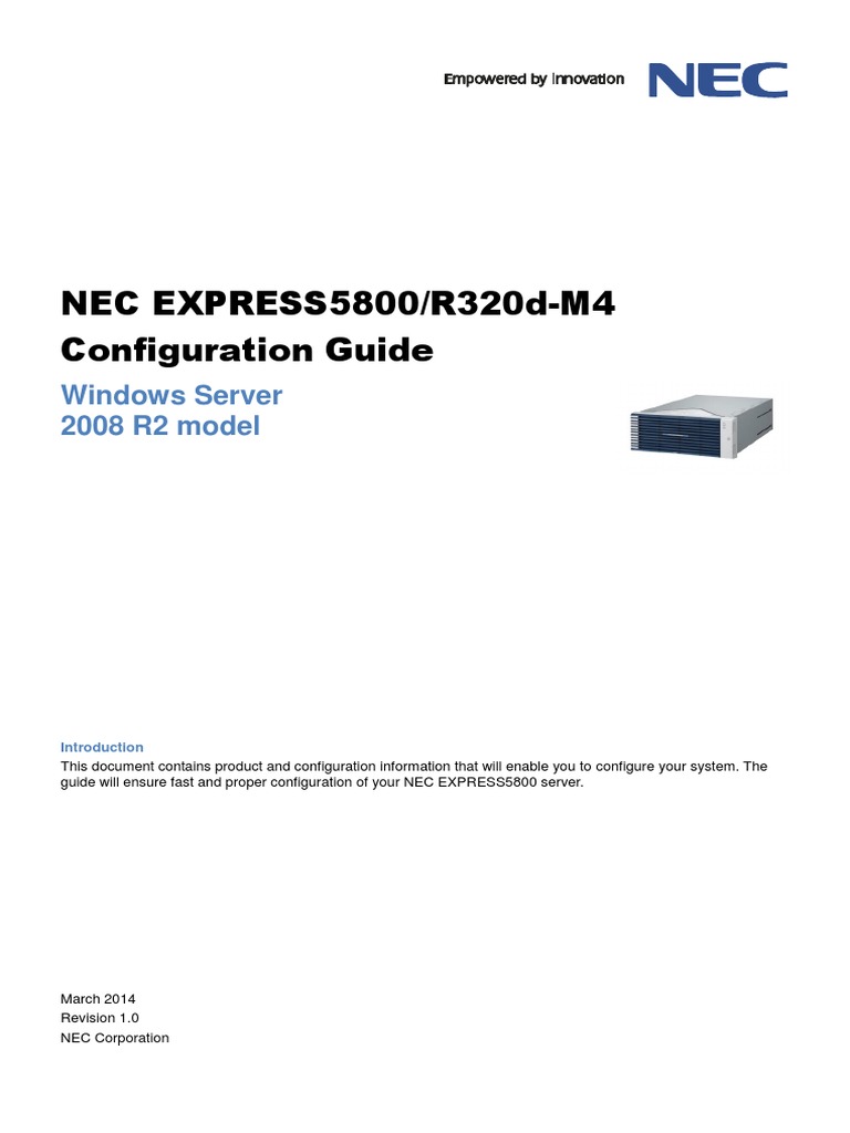 NEC EXPRESS5800/R320d-M4 Configuration Guide: Windows Server 2008 R2 ...