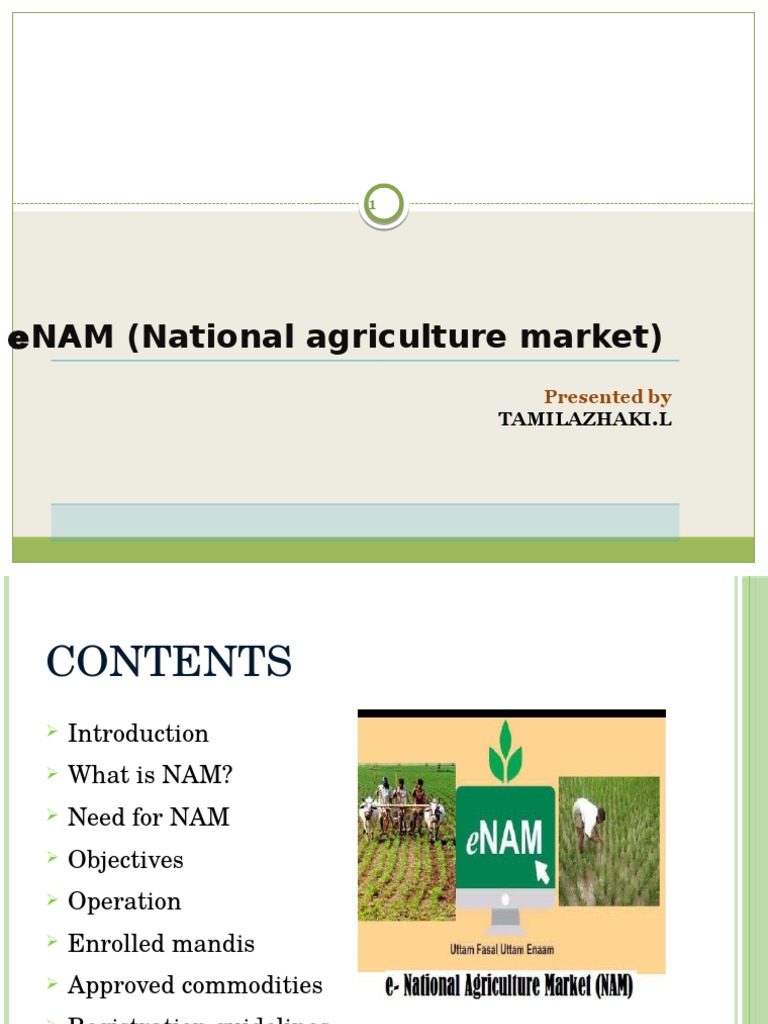 Enam National Agriculture Market Market (Economics) Agriculture