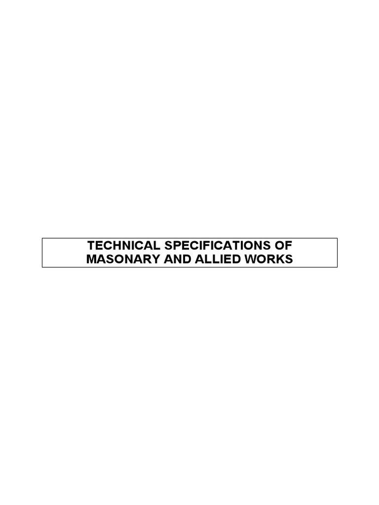 Masonry Construction Technical Specs | PDF | Masonry | Brick