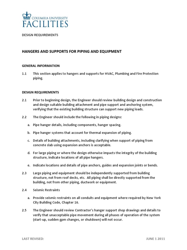 Piping Hangers and Supports Design Guide | PDF | Pipe (Fluid Conveyance ...