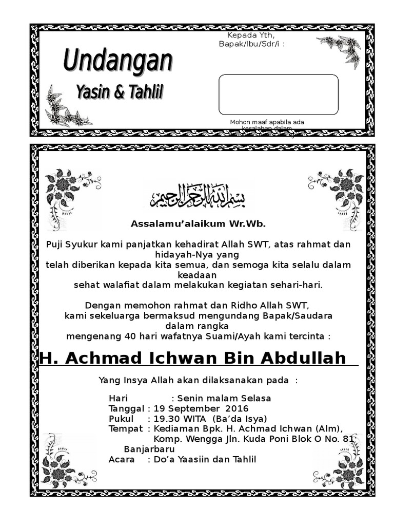 Undangan Tahlil