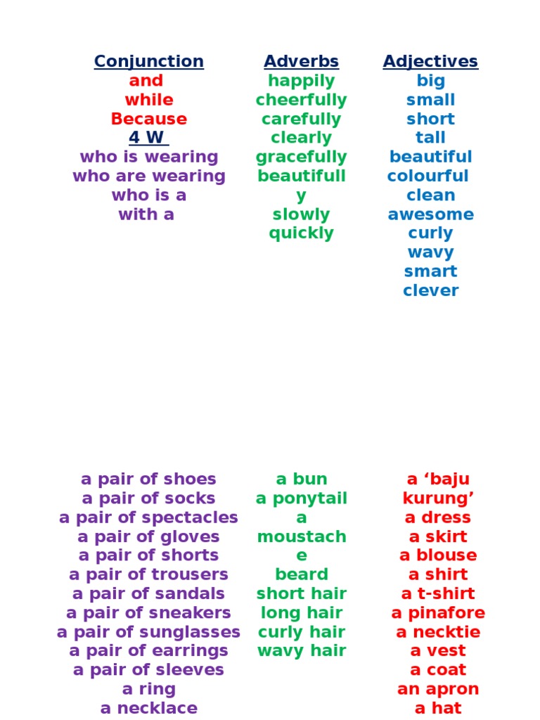 Conjunction Adverbs Adjectives: and While Because | PDF | Foreign ...