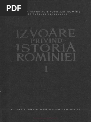 Izvoare Privind Istoria Romaniei Vol 1 Pdf