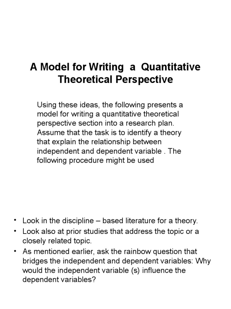 Writing Quantitative Theories | PDF | Qualitative Research | Research ...