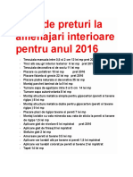 Lista de Preturi La Amenajari Interioare Pentru Anul 2016